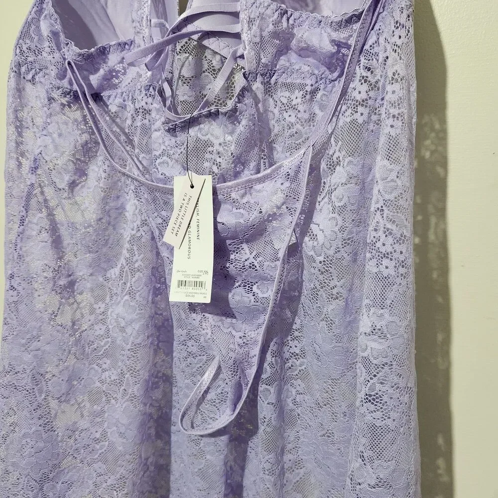 Lilac London 2PCS!! Babydoll chemise and thong lingerie set Size XXL Lavender